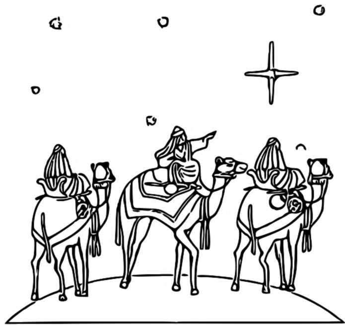The star shows the way to the Magi coloring page